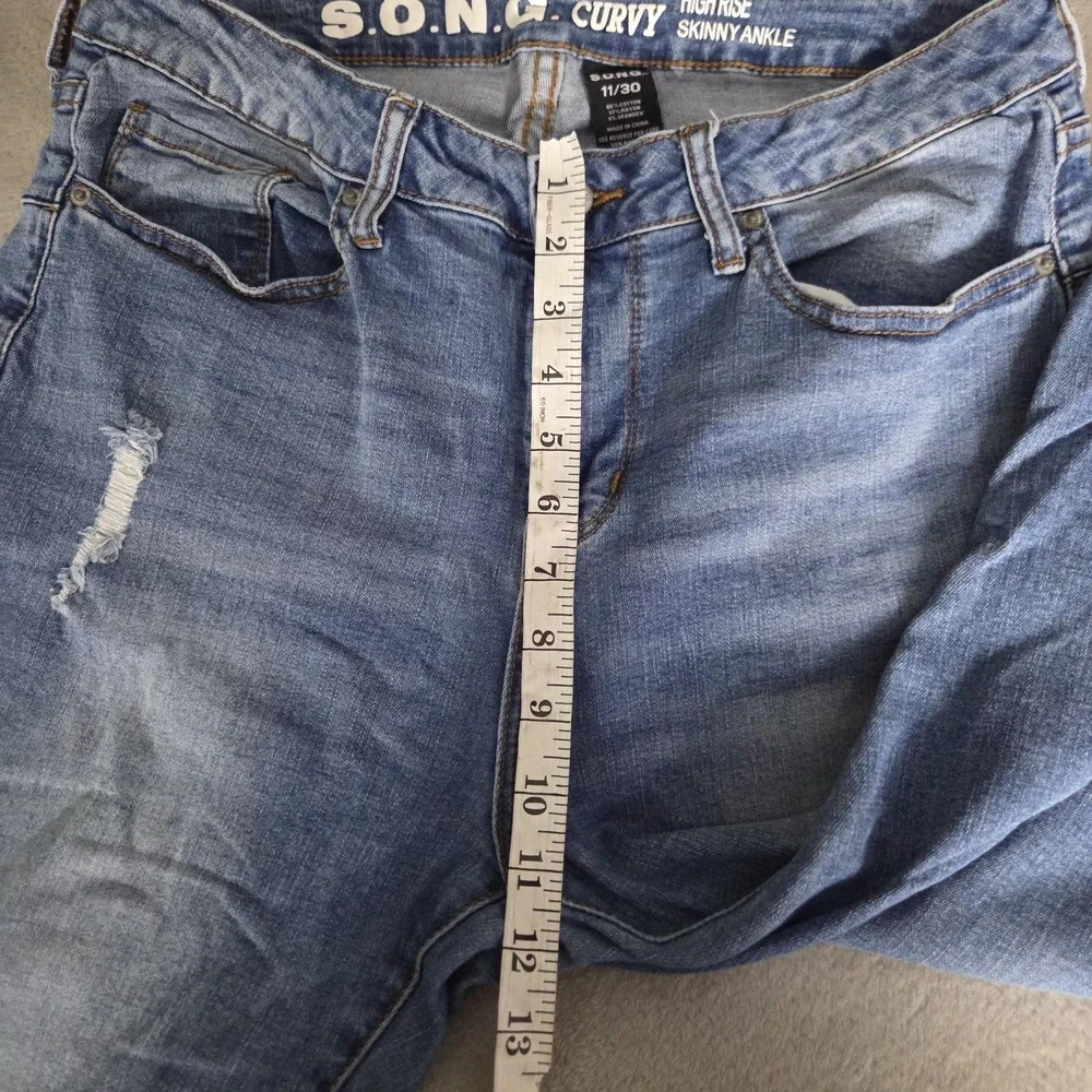 S.O.N.G. Jeans Juniors 11/30 Blue High Rise Curvy Skinny Ankle Stretch